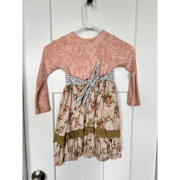 Giggle Moon Girl Floral Ruffle Lace Dress Long‎ Sleeve Multicolor Size 6X - Picture 2 of 8